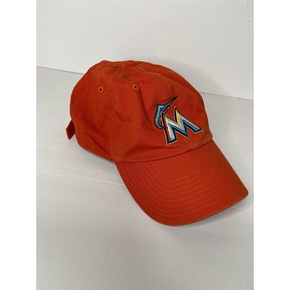 Miami Marlins hat cap '47 Brand Strapback Adjustable Orange Adult - Picture 2 of 8